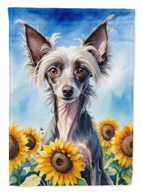 Chinese Crested in Sunflowers Garden Flag Mailbox Flag Decorative Yard Flag Banner Outside Patio Artwork Yard Flower Beds, Garden Size, Multicolor