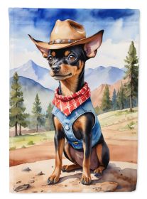 Miniature Pinscher Cowboy Welcome Garden Flag Mailbox Flag Decorative Yard Flag Banner Outside Patio Artwork Yard Flower Beds, Garden Size, Multicolor