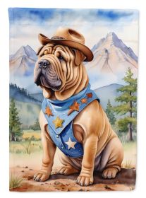 Shar Pei Cowboy Welcome Garden Flag Mailbox Flag Decorative Yard Flag Banner Outside Patio Artwork Yard Flower Beds, Garden Size, Multicolor
