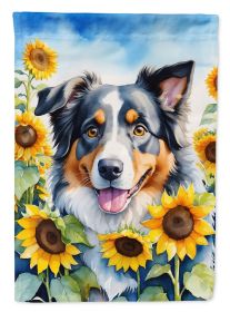 Australian Shepherd in Sunflowers Garden Flag Mailbox Flag Decorative Yard Flag Banner Outside Patio Artwork Yard Flower Beds, Garden Size, Multicolor