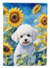 Bichon Frise in Sunflowers Garden Flag Mailbox Flag Decorative Yard Flag Banner Outside Patio Artwork Yard Flower Beds, Garden Size, Multicolor
