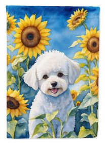 Bichon Frise in Sunflowers Garden Flag Mailbox Flag Decorative Yard Flag Banner Outside Patio Artwork Yard Flower Beds, Garden Size, Multicolor