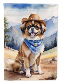 Tibetan Spaniel Cowboy Welcome Garden Flag Mailbox Flag Decorative Yard Flag Banner Outside Patio Artwork Yard Flower Beds, Garden Size, Multicolor