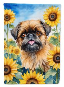 Brussels Griffon in Sunflowers Garden Flag Mailbox Flag Decorative Yard Flag Banner Outside Patio Artwork Yard Flower Beds, Garden Size, Multicolor
