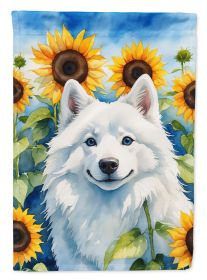 American Eskimo in Sunflowers Garden Flag Mailbox Flag Decorative Yard Flag Banner Outside Patio Artwork Yard Flower Beds, Garden Size, Multicolor