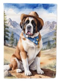 Saint Bernard Cowboy Welcome Garden Flag Mailbox Flag Decorative Yard Flag Banner Outside Patio Artwork Yard Flower Beds, Garden Size, Multicolor