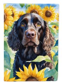 American Water Spaniel in Sunflowers Garden Flag Mailbox Flag Decorative Yard Flag Banner Outside Patio Artwork Yard Flower Beds, Garden Size