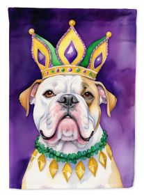 American Bulldog King of Mardi Gras House Flag Large Porch Sleeve Pole Decorative Outside Yard Banner Artwork Wall Hanging, Polyester, House Size