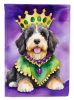 Bernedoodle King of Mardi Gras House Flag Large Porch Sleeve Pole Decorative Outside Yard Banner Artwork Wall Hanging, Polyester, House Size