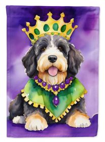Bernedoodle King of Mardi Gras House Flag Large Porch Sleeve Pole Decorative Outside Yard Banner Artwork Wall Hanging, Polyester, House Size