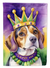 Beagle King of Mardi Gras House Flag Large Porch Sleeve Pole Decorative Outside Yard Banner Artwork Wall Hanging, Polyester, House Size, Multicolor