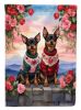 Miniature Pinscher Two Hearts House Flag Large Porch Sleeve Pole Decorative Outside Yard Banner Artwork Wall Hanging, Polyester, House Size