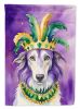 Borzoi King of Mardi Gras House Flag Large Porch Sleeve Pole Decorative Outside Yard Banner Artwork Wall Hanging, Polyester, House Size, Multicolor