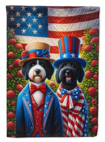 All American Portuguese Water Dog House Flag Large Porch Sleeve Pole Decorative Outside Yard Banner Artwork Wall Hanging, Polyester, House Size