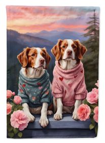 Welsh Springer Spaniel Two Hearts House Flag Large Porch Sleeve Pole Decorative Outside Yard Banner Artwork Wall Hanging, Polyester, House Size
