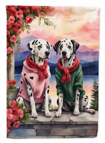 Dalmatian Two Hearts House Flag Large Porch Sleeve Pole Decorative Outside Yard Banner Artwork Wall Hanging, Polyester, House Size, Multicolor