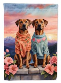 Rhodesian Ridgeback Two Hearts House Flag Large Porch Sleeve Pole Decorative Outside Yard Banner Artwork Wall Hanging, Polyester, House Size