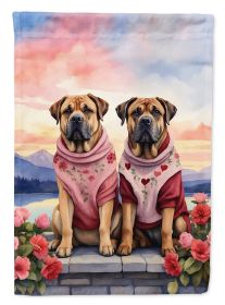 Mastiff Two Hearts House Flag Large Porch Sleeve Pole Decorative Outside Yard Banner Artwork Wall Hanging, Polyester, House Size, Multicolor