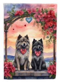 Keeshond Two Hearts House Flag Large Porch Sleeve Pole Decorative Outside Yard Banner Artwork Wall Hanging, Polyester, House Size, Multicolor