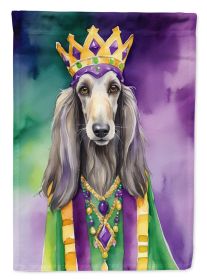 Afghan Hound King of Mardi Gras House Flag Large Porch Sleeve Pole Decorative Outside Yard Banner Artwork Wall Hanging, Polyester, House Size
