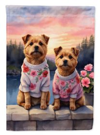 Norfolk Terrier Two Hearts House Flag Large Porch Sleeve Pole Decorative Outside Yard Banner Artwork Wall Hanging, Polyester, House Size, Multicolor