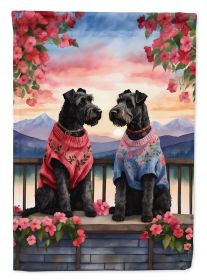 Kerry Blue Terrier Two Hearts House Flag Large Porch Sleeve Pole Decorative Outside Yard Banner Artwork Wall Hanging, Polyester, House Size
