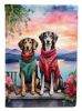Saluki Two Hearts House Flag Large Porch Sleeve Pole Decorative Outside Yard Banner Artwork Wall Hanging, Polyester, House Size, Multicolor