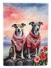 Whippet Two Hearts House Flag Large Porch Sleeve Pole Decorative Outside Yard Banner Artwork Wall Hanging, Polyester, House Size, Multicolor
