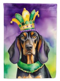 Black and Tan Coonhound King of Mardi Gras House Flag Large Porch Sleeve Pole Decorative Outside Yard Banner Artwork Wall Hanging, Polyester