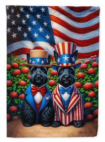 All American Scottish Terrier House Flag Large Porch Sleeve Pole Decorative Outside Yard Banner Artwork Wall Hanging, Polyester, House Size