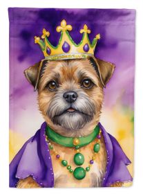 Border Terrier King of Mardi Gras House Flag Large Porch Sleeve Pole Decorative Outside Yard Banner Artwork Wall Hanging, Polyester, House Size