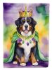 Bernese Mountain Dog King of Mardi Gras House Flag Large Porch Sleeve Pole Decorative Outside Yard Banner Artwork Wall Hanging, Polyester, House Size