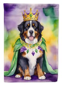 Bernese Mountain Dog King of Mardi Gras House Flag Large Porch Sleeve Pole Decorative Outside Yard Banner Artwork Wall Hanging, Polyester, House Size