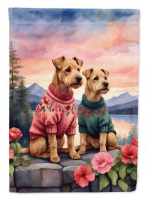 Lakeland Terrier Two Hearts House Flag Large Porch Sleeve Pole Decorative Outside Yard Banner Artwork Wall Hanging, Polyester, House Size, Multicolor