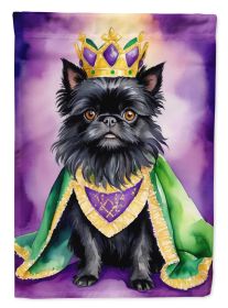 Affenpinscher King of Mardi Gras House Flag Large Porch Sleeve Pole Decorative Outside Yard Banner Artwork Wall Hanging, Polyester, House Size
