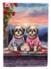 Shih Tzu Two Hearts House Flag Large Porch Sleeve Pole Decorative Outside Yard Banner Artwork Wall Hanging, Polyester, House Size, Multicolor