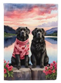 Newfoundland Two Hearts House Flag Large Porch Sleeve Pole Decorative Outside Yard Banner Artwork Wall Hanging, Polyester, House Size, Multicolor