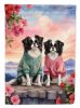 Japanese Chin Two Hearts House Flag Large Porch Sleeve Pole Decorative Outside Yard Banner Artwork Wall Hanging, Polyester, House Size, Multicolor