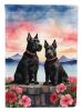 Scottish Terrier Two Hearts House Flag Large Porch Sleeve Pole Decorative Outside Yard Banner Artwork Wall Hanging, Polyester, House Size, Multicolor