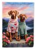 Vizsla Two Hearts House Flag Large Porch Sleeve Pole Decorative Outside Yard Banner Artwork Wall Hanging, Polyester, House Size, Multicolor