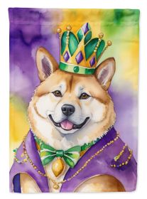 Akita King of Mardi Gras House Flag Large Porch Sleeve Pole Decorative Outside Yard Banner Artwork Wall Hanging, Polyester, House Size, Multicolor