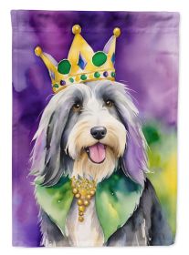 Bearded Collie King of Mardi Gras House Flag Large Porch Sleeve Pole Decorative Outside Yard Banner Artwork Wall Hanging, Polyester, House Size