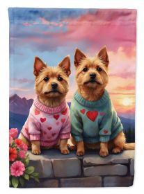 Norwich Terrier Two Hearts House Flag Large Porch Sleeve Pole Decorative Outside Yard Banner Artwork Wall Hanging, Polyester, House Size, Multicolor