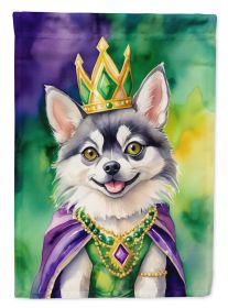 Alaskan Klee Kai King of Mardi Gras House Flag Large Porch Sleeve Pole Decorative Outside Yard Banner Artwork Wall Hanging, Polyester, House Size