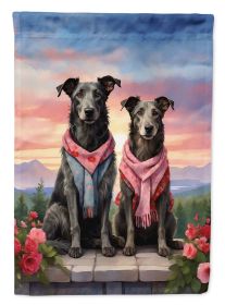 Scottish Deerhound Two Hearts House Flag Large Porch Sleeve Pole Decorative Outside Yard Banner Artwork Wall Hanging, Polyester, House Size