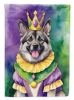 Norwegian Elkhound King of Mardi Gras House Flag Large Porch Sleeve Pole Decorative Outside Yard Banner Artwork Wall Hanging, Polyester, House Size