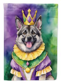 Norwegian Elkhound King of Mardi Gras House Flag Large Porch Sleeve Pole Decorative Outside Yard Banner Artwork Wall Hanging, Polyester, House Size