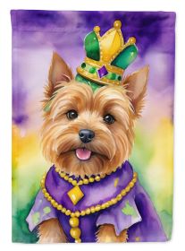 Norwich Terrier King of Mardi Gras House Flag Large Porch Sleeve Pole Decorative Outside Yard Banner Artwork Wall Hanging, Polyester, House Size
