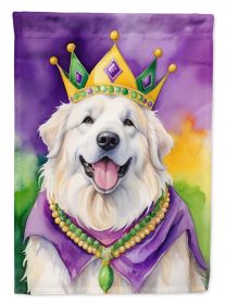 Great Pyrenees King of Mardi Gras House Flag Large Porch Sleeve Pole Decorative Outside Yard Banner Artwork Wall Hanging, Polyester, House Size