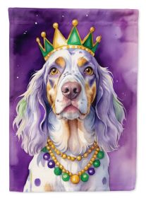 English Setter King of Mardi Gras House Flag Large Porch Sleeve Pole Decorative Outside Yard Banner Artwork Wall Hanging, Polyester, House Size
